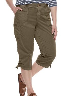 New Sonoma Women’s Olive green Cropped utility Cargo Pants size 16W